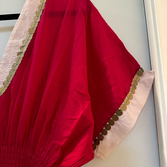 NWT French Connection swim cover, hot pink w copper beading - Picture 4 of 7